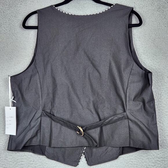 UNIQUE VINTAGE Vest Womens 2X Black Music Notes Stars Pockets V-Neck NWT - Picture 2 of 14